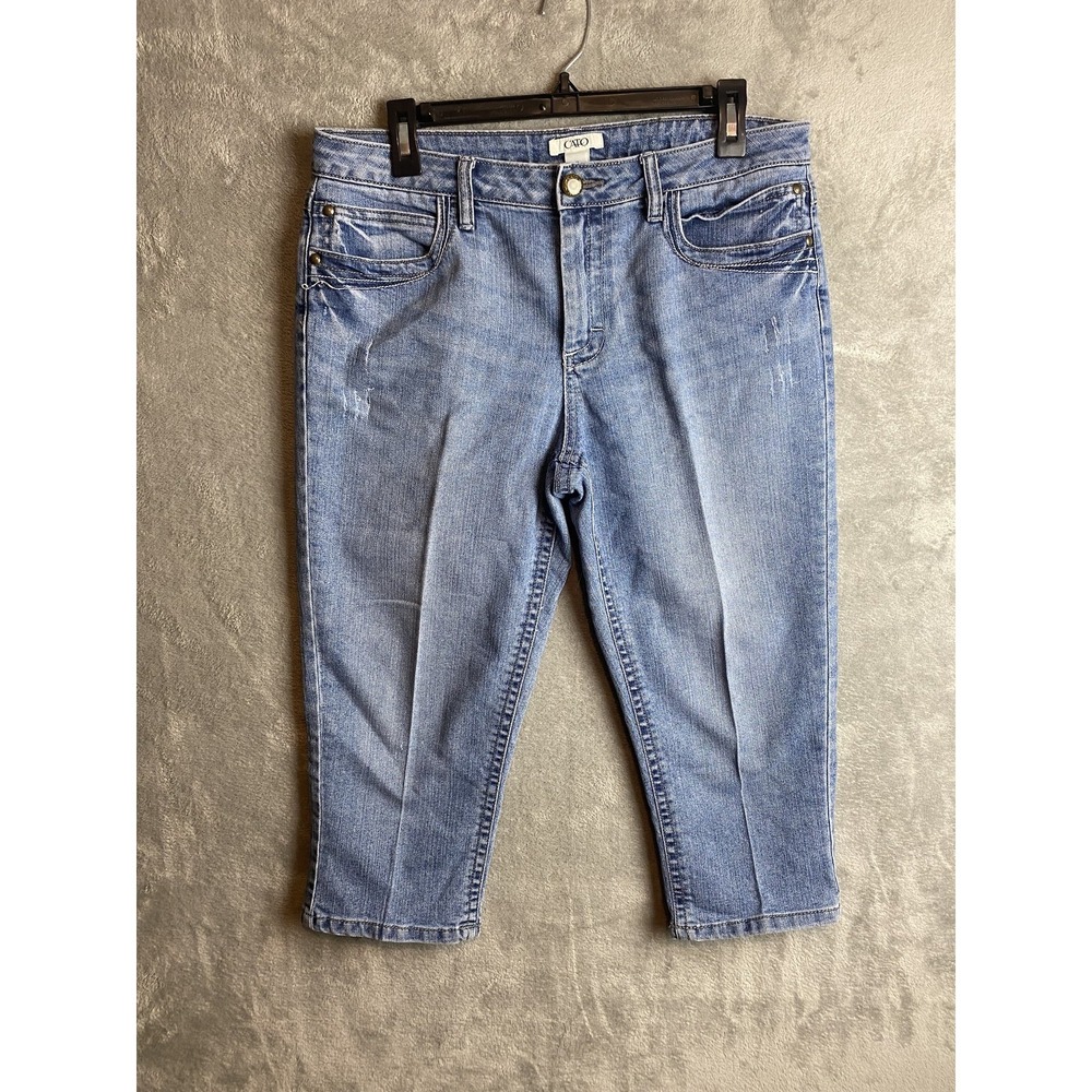 Cato Womens‎ Size 12 Blue Denim Jeans Distressed Pockets